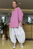Made in Italy Cooper Needlecord Scoop Dip Back Top Indian Pink